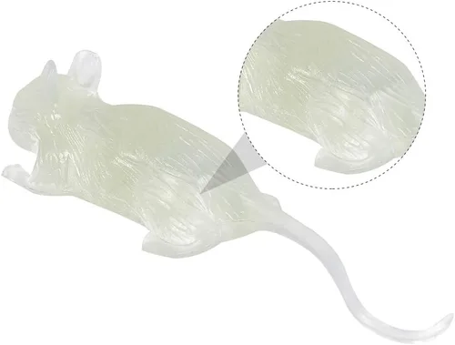 Vista 3 de NUOBESTY 20 ratones falsos que brillan en la oscuridad, ratones de plástico realistas, ratones falsos luminosos, ratas espeluznantes para Halloween