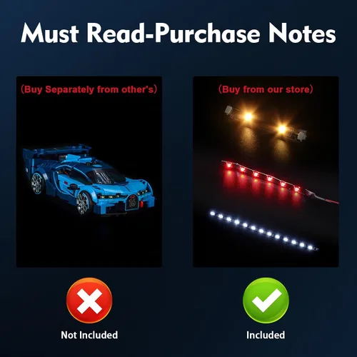 Vista 3 de BrickBling Luz compatible con Lego Bugatti Vision GT Hyper