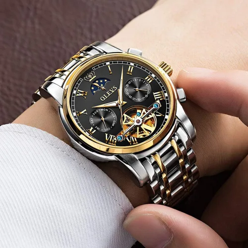 Vista 36 de OLEVS Relojes automáticos para hombre, esqueleto mecánico, de lujo, a la moda, reloj de pulsera luminoso impermeable