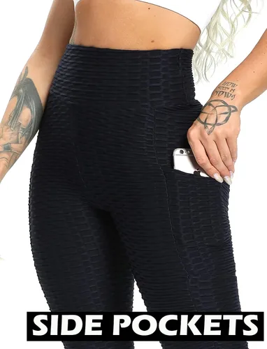 Vista 126 de SEASUM - Pantalones de yoga de cintura alta para mujer, con control de abdomen y realce de glúteos, leggings favorecedores para entrenar y correr