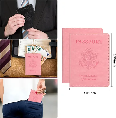 Vista 3 de BULFULL Soporte para pasaporte, bolsa de viaje para el cuello, bolsa de viaje con bloqueo RFID, cartera de cuello de viaje de múltiples vías