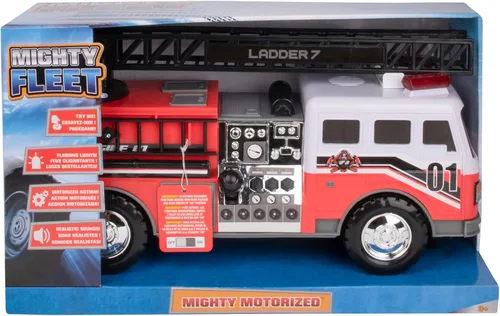 Vista 6 de Mighty Fleet Camión de escalera de bomberos motorizado Mighty con luces y sonidos, escalera motorizada, escalera extensible, diseño realista