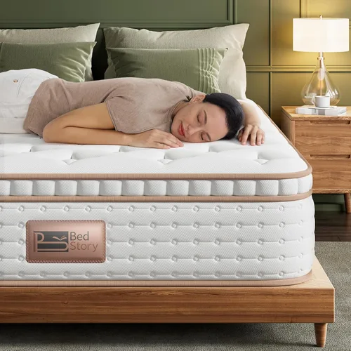 Vista 10 de BedStory Colchón firme de tamaño matrimonial – Colchón híbrido de 12 pulgadas con soporte lumbar ideal y bordes reforzados, alivio del dolor
