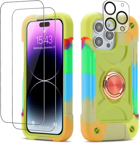 Vista 49 de Funda para iPhone Se3/iPhone Se2, iPhone 6/6S, iPhone 7/iPhone 8 de 4.7 pulgadas con soporte de anillo, con 2 protectores de pantalla resistentes