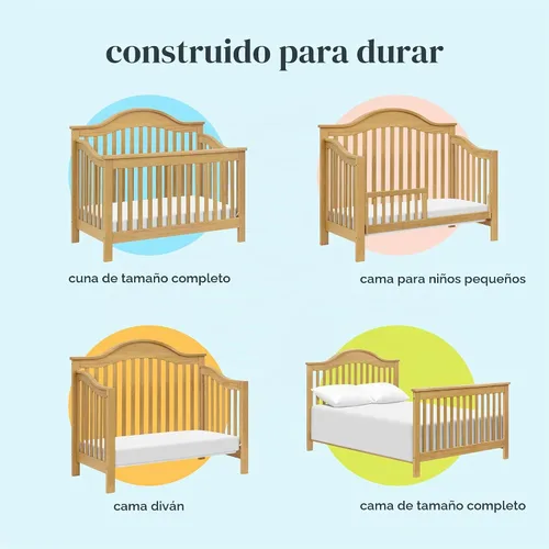 Vista 6 de DaVinci Jayden - Cuna convertible 4 en 1, certificado GREENGUARD, color miel