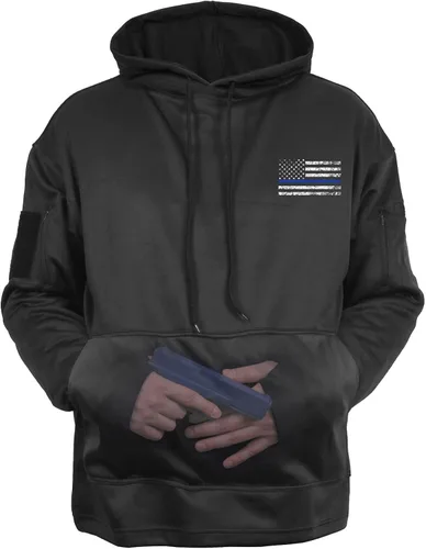 Vista 2 de Rothco Sudadera con capucha de transporte oculta de línea azul delgada, Negro