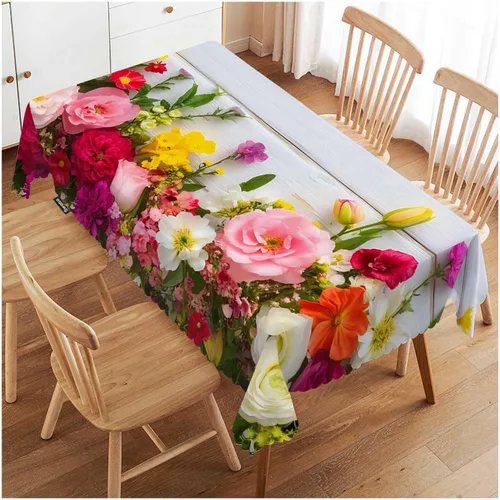 Vista 23 de Swono - Mantel de mesa con flores de cereza retro en ramo de flores de almendra, mantel decorativo para cocina, comedor, café, fiesta, banquete