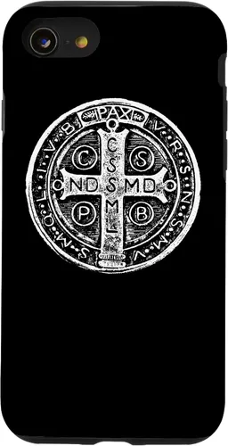 Vista 18 de Funda cristiana católica para iPhone 16 con medalla de San Benito de San Benito