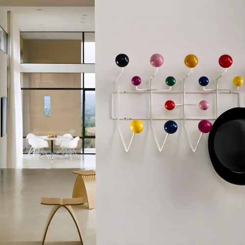 Vista 3 de Industrial Hooks Punch-Free Metal Wall-Mounted Coat Rack with Wood Ball Decoration Iron Coat Rack with Solid Wood Ball Wall Coat Hook Metal Simple