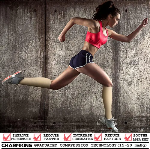 Vista 2 de CHARMKING Calcetines de compresión para mujeres y hombres con circulación (3 pares) de 15-20 mmHg es el mejor apoyo para correr atlético, ciclismo