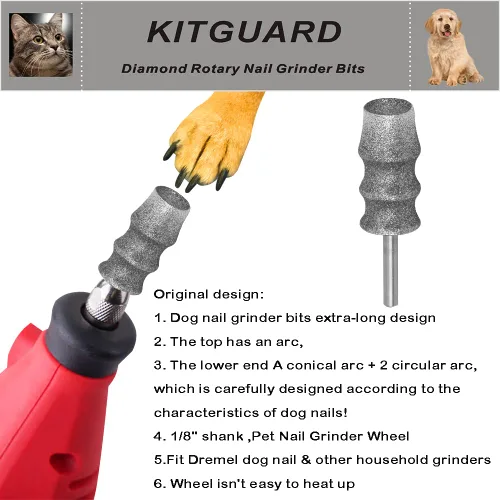 Vista 2 de Diamond Dremel - Brocas para amoladora de uñas para perro, herramienta rotativa, 1/8 pulgadas, accesorio Dremel para amoladora de uñas