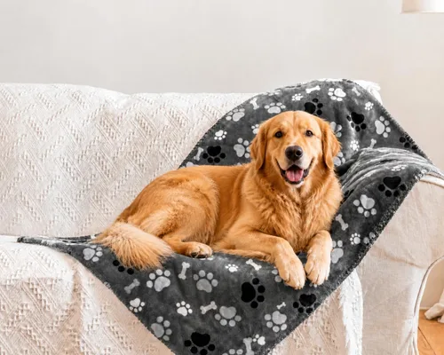 Vista 9 de Manta Impermeable para Perros, Estampado de Patrón Súper Suave Cálida Esponjosa Toallita Protector de Sofá Coche Cama, A Prueba de Orina Lavable
