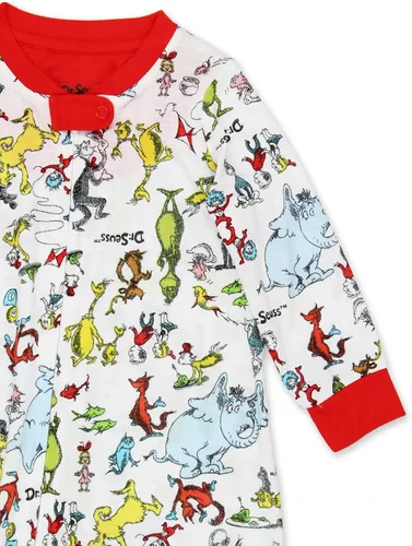 Vista 6 de Dr. Seuss Grinch Cat in The Hat - Pijama sin pies para niños pequeños, Multi