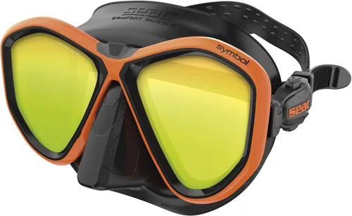 Vista 10 de Seac Símbolo, máscara de buceo hecha en Italia con dos lentes y hebilla 3D