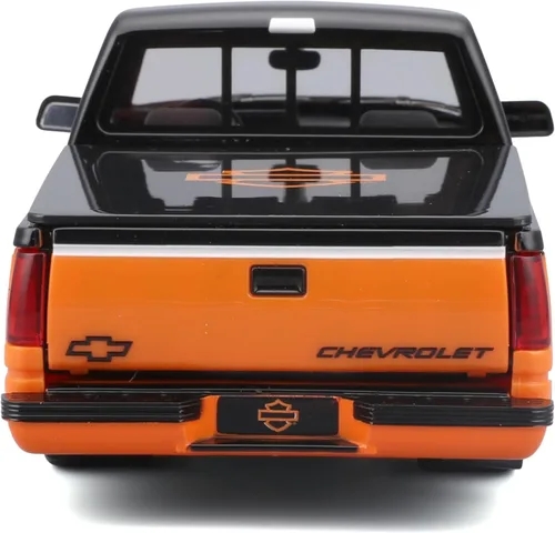 Vista 6 de Maisto - Modelo (escala 1:24), Harley Davidson Custom 1993 Chevy Pick-up, color naranja/negro