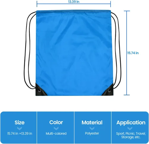 Vista 2 de Paquete de 72 bolsas con cordón, mochila con cordón a granel, bolsa de cincha, bolsa de gimnasio, mochila deportiva de viaje para hombres y mujeres