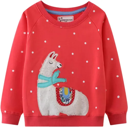 Vista 14 de HILEELANG - Sudaderas de cuello redondo para niñas, manga larga, para invierno
