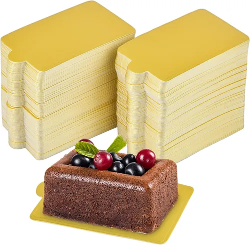 Vista 10 de 200 piezas de cartón dorado redondo, base de magdalena de mousse de 3.5 pulgadas, tablero de papel de postre para pasteles, platos de postre, base