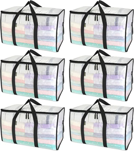 Vista 31 de BALEINE Paquete de 2 bolsas de mudanza de gran tamaño con asas reforzadas, bolsa de almacenamiento resistente para ropa, suministros de mudanza
