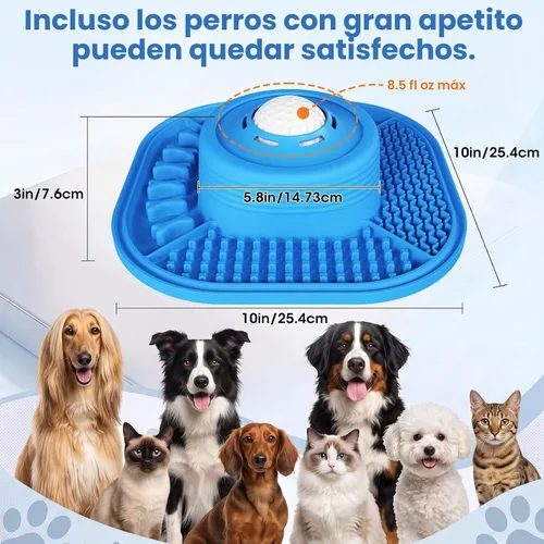 Vista 6 de VIOWEY Cuenco de alimentación lenta 3 en 1 para perros, comedero Azul