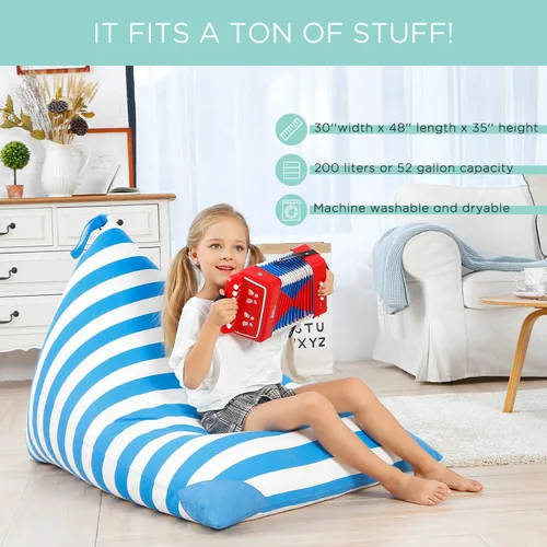 Vista 4 de Aubliss - Sillón puf para almacenamiento de animales de peluche, adecuado para niños, niñas y adultos, sólo incluye la funda de puf, con cremallera