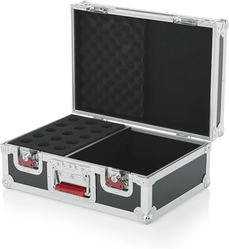 Vista 4 de Gator Cases G-TOUR Series - Carcasa con gotas de espuma para (15) micrófonos con cable y almacenamiento de accesorios (G-TOUR M15)