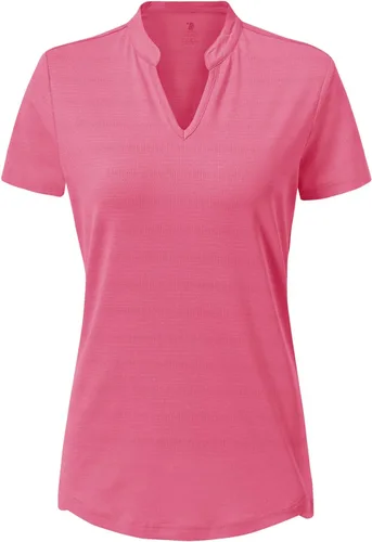 Vista 117 de Gopune Polo de golf con cuello en V para mujer, sin cuello, manga corta, ligera, de secado rápido, camisetas de tenis para correr
