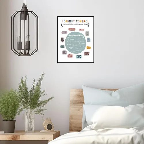Vista 3 de Impresión con texto en inglés «What I Can and Cannot Control», decoración de oficina de terapia, decoración de pared para consejero escolar, regalo