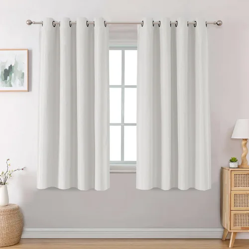 Vista 29 de H.VERSAILTEX Cortinas opacas de lino de 45 pulgadas de largo para dormitorio/sala de estar con aislamiento térmico con ojales, cortinas de lino