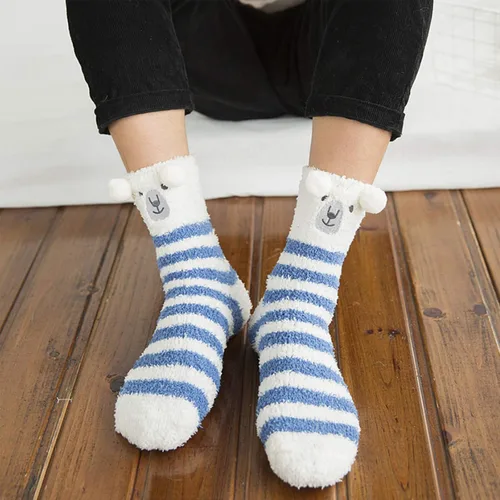 Vista 5 de 6 Pairs Womens Fuzzy Socks Winter Warm Soft Cozy Fluffy Microfiber House Sleeping Slipper Socks Christmas Gifts