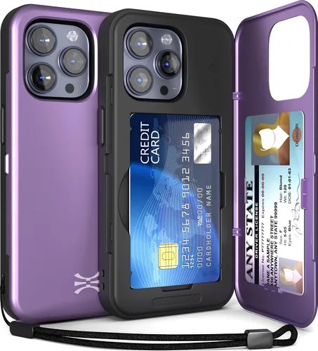 Vista 9 de TORU CX Slim - Funda tipo cartera para iPhone 15, funda protectora a prueba de golpes resistente con tarjetero oculto y ranura para tarjetas, espejo