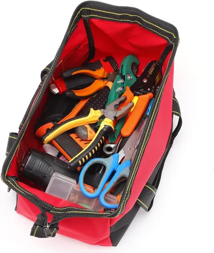 Vista 4 de 2 bolsas de herramientas con base moldeada resistente al agua, múltiples bolsillos, bolsa de herramientas de boca ancha, organizador multifuncional