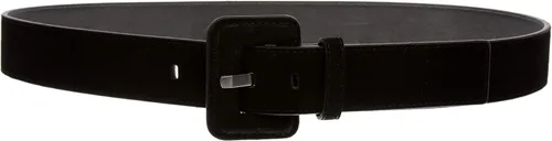 Vista 2 de Cinturón de cuero de gamuza con bordes de costura de 1 1/2" pulgadas Negro