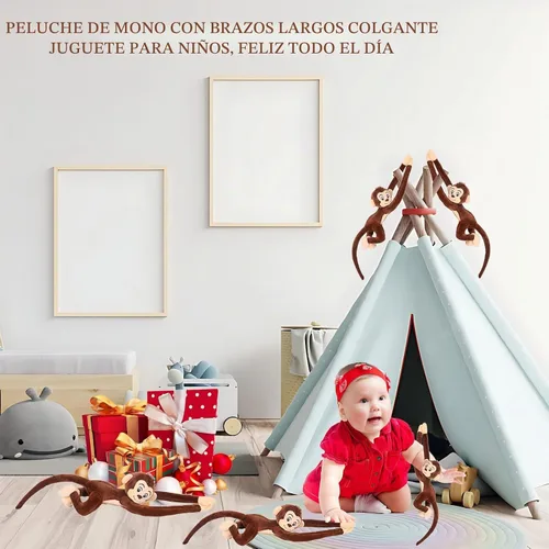 Vista 6 de Mono de peluche colgante de 35.4 pulgadas con brazo largo