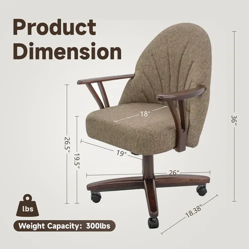 Vista 42 de Chromcraft Juego de 1 sillas giratorias inclinables, sillas con ruedas para sala de cocina