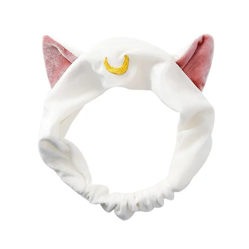 Vista 7 de Ziper Cute Cat Usagi Moon Cosmetic Hairband diadema de ducha (negro)