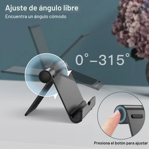 Vista 3 de JETech Soporte para Tablet, Soporte de Escritorio Portátil Ajustable, Base Plegable para iPad/iPad Pro/Air/Mini, Galaxy Tab A8/A7 Lite/A7/S8/S7