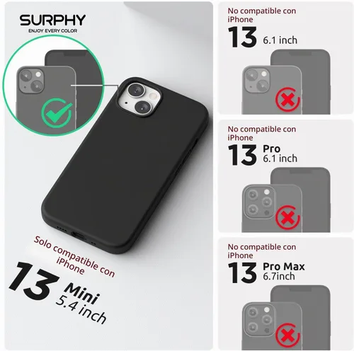 Vista 2 de SURPHY Funda magnética diseñada para iPhone 13 Mini, compatible con MagSafe (versión 2021 de 5.4 pulgadas), funda de silicona líquida con forro