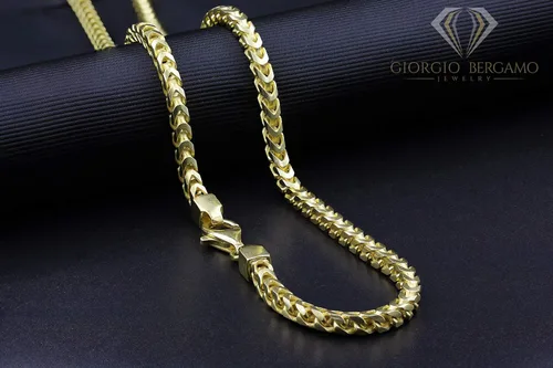 Vista 3 de Giorgio Bergamo Cadena de plata de ley 925 italiana de 0039in - 0217in cadena de eslabones cuadrados chapados en oro amarillo pulsera o tobillera