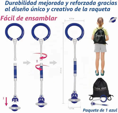 Vista 3 de Rocket Flashing LED Ankle Skip Fun Cool Jumping Gift for Ages 5 6 7 8 9 10+ Kids NO Battery Charging Needed Family Exercise Fitness Coordination Azul