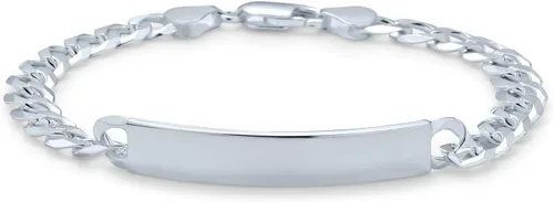 Vista 3 de Bling Jewelry Personalize Bar Name Plated identification ID Bracelet For Men with Mariner, Curb, Figaro, Link Chain .925 Sterling Silver Made In