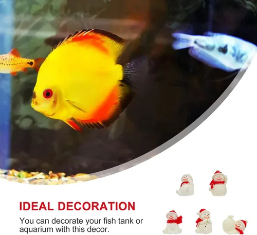 Vista 5 de balacoo 5 piezas de resina de muñeco de nieve de Navidad decoración de acuario elegante pecera paisajismo adorno para decoración de vacaciones