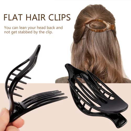 Vista 5 de ATODEN Pinzas planas para el cabello, 3 piezas, French Concord - Pinzas de mandíbula neutras grandes para cabello fino/grueso, blanco, marrón, negro