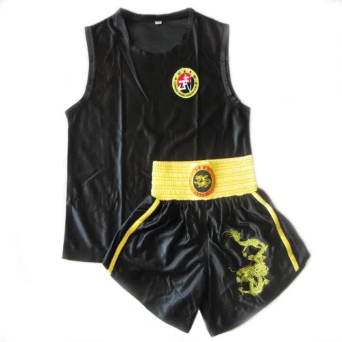 Vista 7 de Conjunto de uniforme de boxeo, pantalones cortos, ropa de boxeo en estilo chino para combate de arena