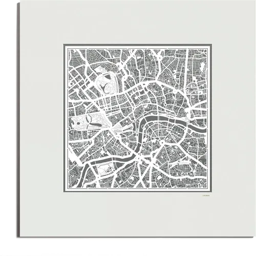 Vista 131 de O3 Design Studio Mapa de corte de papel de París, color negro mate, 20 x 20 pulgadas, arte en papel