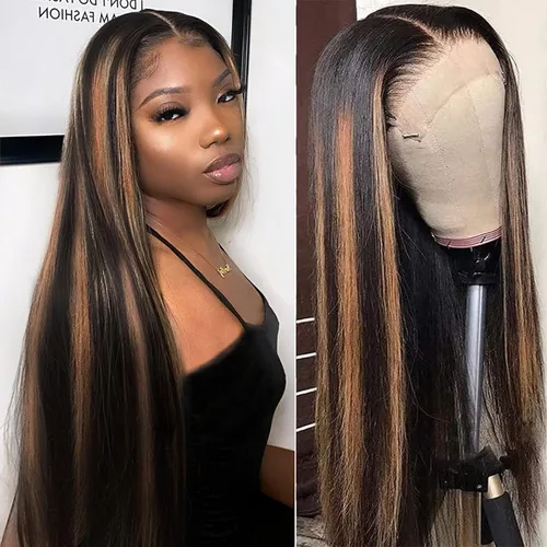 Vista 15 de Peluca de cabello humano ondulado con encaje frontal de 13 x 4, FB30, peluca de cabello humano con reflejos FB30, 200% de densidad, peluca balayage