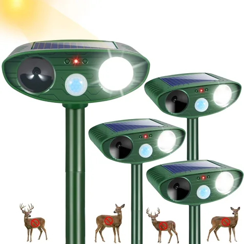 Vista 10 de Paquete de 2 dispositivos repelentes de ciervos Sonic Fortress Pro para Detección de movimiento y luz de flash, repelente solar ultrasónico