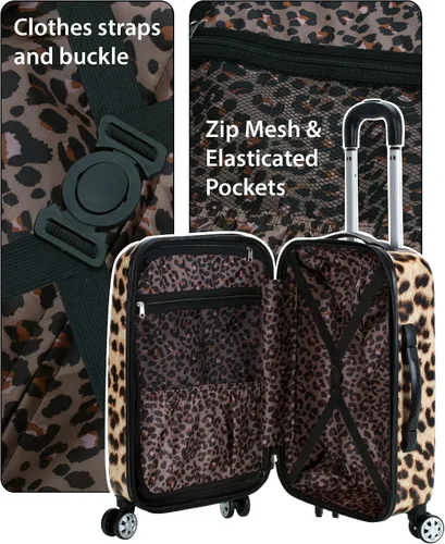 Vista 11 de Rockland - Equipaje Safari con carcasa rígida y ruedas, Leopard), F196-LEOPARD