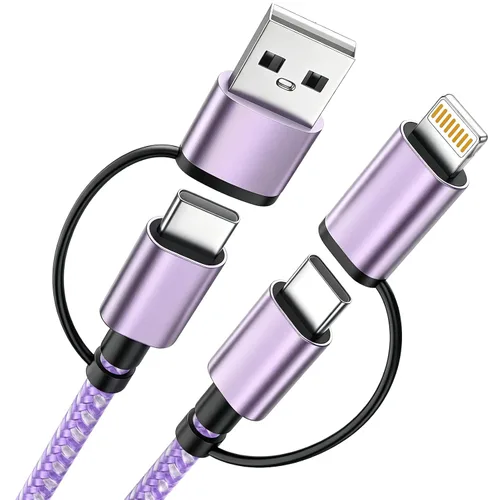 Vista 17 de MPATIBY - Cable de carga múltiple, doble tipo C Cable de carga de nailon trenzado 3 en 1 con puertos IP/tipo C para teléfonos