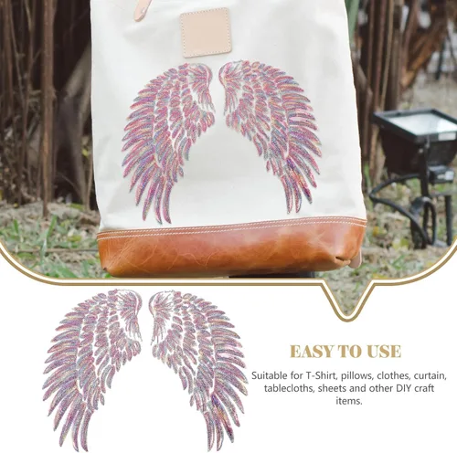 Vista 3 de DOITOOL 2pcs Angel Wing Embroidered Sequin Patches DIY Clothes Accessory Large Colorful Wings Design Iron-on Patch for Costume and Craft